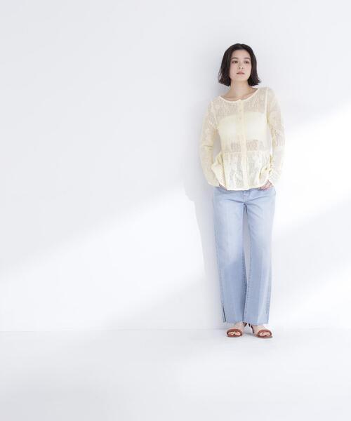 NATURAL BEAUTY BASIC（ナチュラルビューティーベーシック）の「◇フラワーレースペプラムニット（カーディガン/ボレロ・レディース・イエロー/ブラック/オフホワイト・FREE）」の11枚目の写真