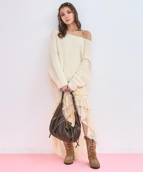 ANAP（アナップ）の「スタッズ vintage加工 フェイク レザー バッグ（ショルダーバッグ・レディース・ブラック/ブラウン・F）」の8枚目の写真