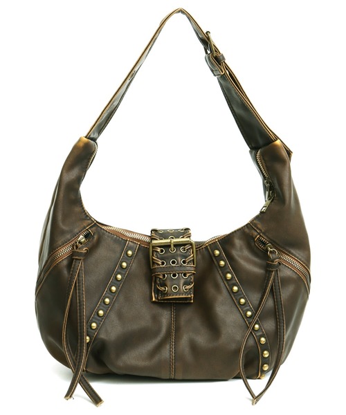 ANAP（アナップ）の「スタッズ vintage加工 フェイク レザー バッグ（ショルダーバッグ・レディース・ブラック/ブラウン・F）」の10枚目の写真