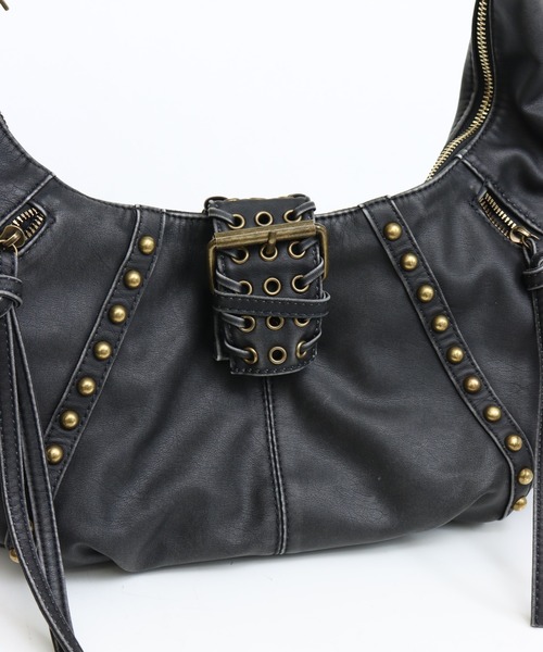 ANAP（アナップ）の「スタッズ vintage加工 フェイク レザー バッグ（ショルダーバッグ・レディース・ブラック/ブラウン・F）」の15枚目の写真
