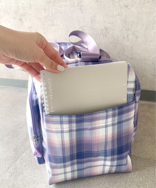 pyornim（ピョルニム）の「【大容量】チェック柄 トラベル キャリーオン ボストンバッグ（ボストンバッグ・レディース・パープル/ピンク/グリーン/ブラック・F）」の14枚目の写真