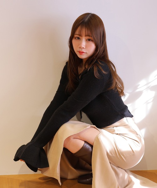M DOLLY(エムドリー)の「*M DOLLY original* ribbon flare fata knit tops/リボンフレアファータニットトップス(ニット/セーター・レディース・ライトブルー/モカ/アイボリー/ブラック・FREE)」の17枚目の写真