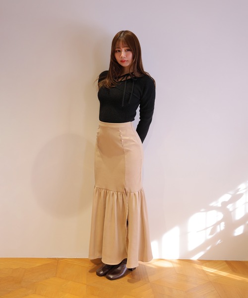M DOLLY(エムドリー)の「*M DOLLY original* ribbon flare fata knit tops/リボンフレアファータニットトップス(ニット/セーター・レディース・ライトブルー/モカ/アイボリー/ブラック・FREE)」の19枚目の写真