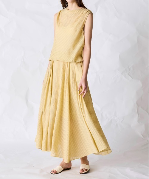 WALANCE(ワランス)の「natural dye Sheer Cotton Check flare skirt(スカート・レディース・イエロー・FREE)」の1枚目の写真