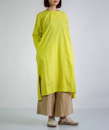 prit（プリット）の「[prit] サイロプレミアム天竺×ブロード 切替7分袖スリットワイドワンピース（ワンピース）」