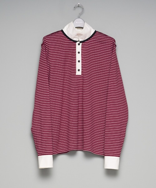 MASU（エムエーエスユー）の「【M A S U】OPPOSITE STRIPE PULLOVER SHIRT（Tシャツ/カットソー・メンズ・ブラック/レッド・46/48）」の2枚目の写真