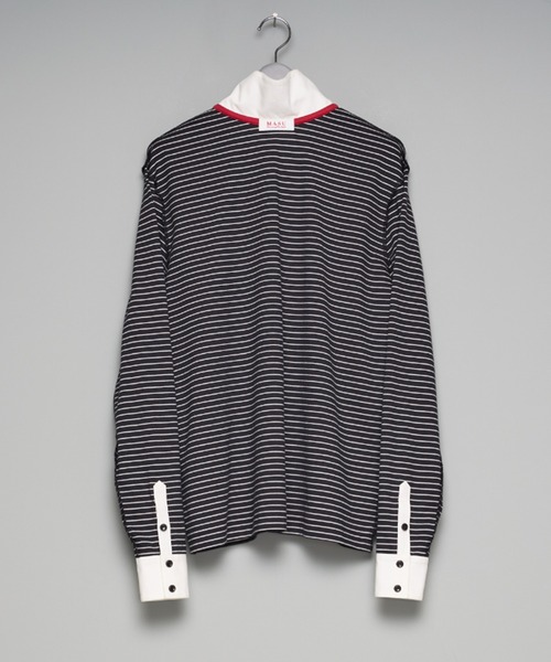 MASU（エムエーエスユー）の「【M A S U】OPPOSITE STRIPE PULLOVER SHIRT（Tシャツ/カットソー・メンズ・ブラック/レッド・46/48）」の6枚目の写真