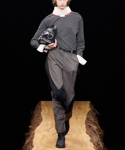 MASU（エムエーエスユー）の「【M A S U】OPPOSITE STRIPE PULLOVER SHIRT（Tシャツ/カットソー・メンズ・ブラック/レッド・46/48）」の4枚目の写真