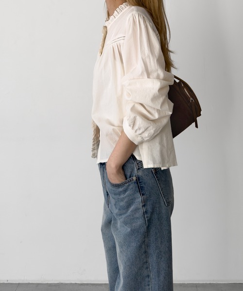 CANAL JEAN(キャナルジーン)の「El mar レーストリムブラウス(シャツ/ブラウス・レディース・アイボリー/クリーム・ONE SIZE)」の6枚目の写真