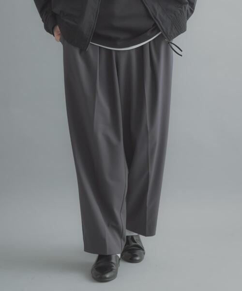 SENSE OF PLACE by URBAN RESEARCH(センスオブプレイスバイアーバンリサーチ)の「『イージーケア』カラー2タックワイドテーパードパンツ(その他パンツ・メンズ・チャコールグレー/ライトベージュ/ブラック・LARGE/MEDIUM)」の3枚目の写真