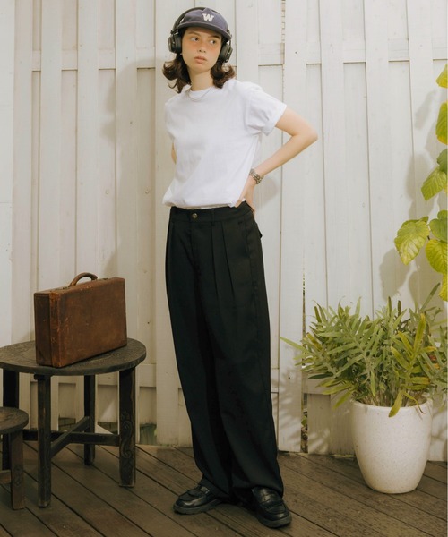 Zooodle（ズードル）の「Pleated wide slacks - タックワイドスラックス -（スラックス・メンズ・ネイビー/ブラック・MEDIUM/LARGE）」の18枚目の写真