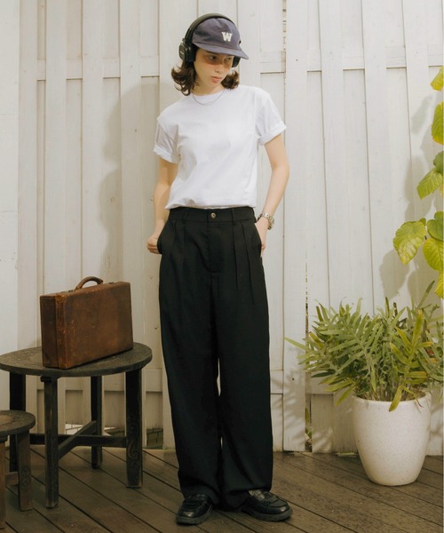 Zooodle（ズードル）の「Pleated wide slacks - タックワイドスラックス -（スラックス・メンズ・ネイビー/ブラック・MEDIUM/LARGE）」の11枚目の写真