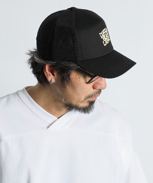 The DUFFER of ST.GEORGE(ザダファーオブセントジョージ)の「〔BLACK LABEL〕90’S LOGO MESH CAP:90sロゴ メッシュ キャップ(キャップ・メンズ・ブラック/グレイッシュベージュ・F)」の1枚目の写真