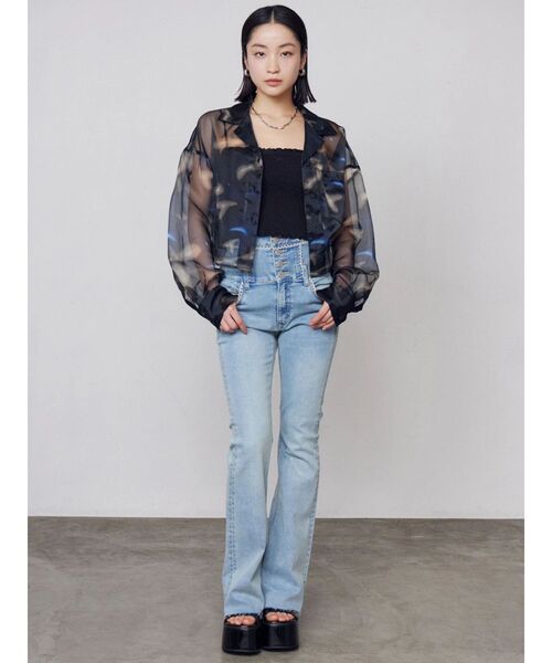 EMODA（エモダ）の「エアリーショートシャツ（シャツ/ブラウス・レディース・ブラック/アイボリー/グレー/ベージュ・FREE）」の8枚目の写真