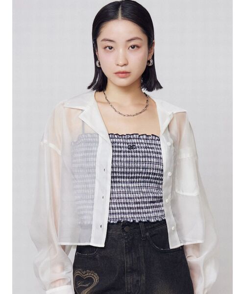 EMODA（エモダ）の「エアリーショートシャツ（シャツ/ブラウス・レディース・ブラック/アイボリー/グレー/ベージュ・FREE）」の11枚目の写真