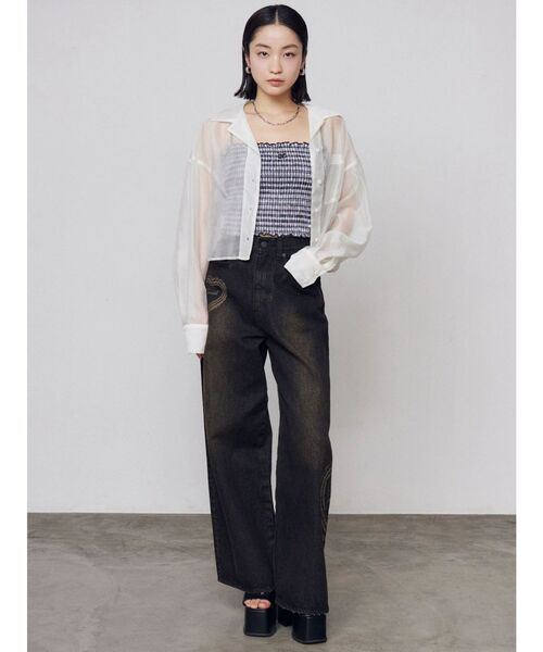 EMODA（エモダ）の「エアリーショートシャツ（シャツ/ブラウス・レディース・ブラック/アイボリー/グレー/ベージュ・FREE）」の13枚目の写真