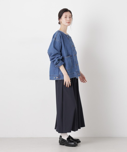 NANO universe（ナノユニバース）の「ノーカラーデニムジャケット（デニムジャケット・レディース・ライトブルー/ダークネイビー/ネイビー・FREE）」の16枚目の写真