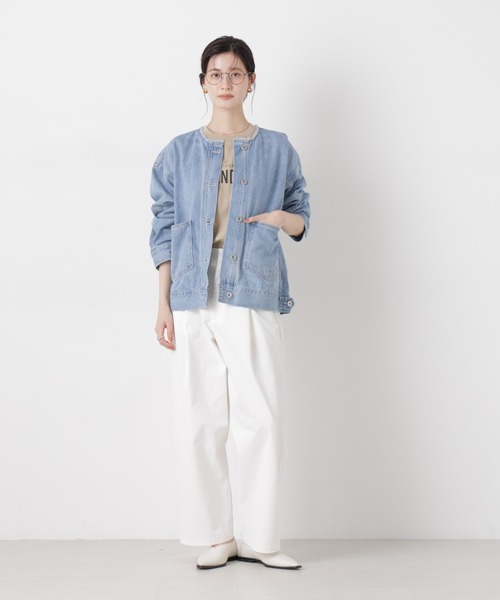 NANO universe（ナノユニバース）の「ノーカラーデニムジャケット（デニムジャケット・レディース・ライトブルー/ダークネイビー/ネイビー・FREE）」の9枚目の写真