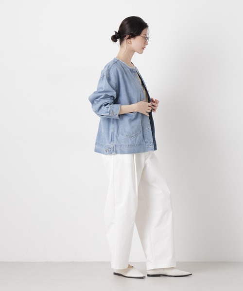 NANO universe（ナノユニバース）の「ノーカラーデニムジャケット（デニムジャケット・レディース・ライトブルー/ダークネイビー/ネイビー・FREE）」の8枚目の写真