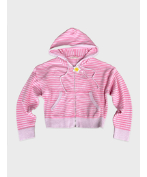 IMCLAIRE（アイエムクレア）の「テリー ストライプ ジップアップ フード ピンク（パーカー）」