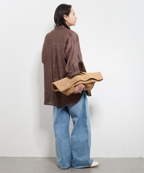 JOURNAL STANDARD（ジャーナルスタンダード）の「《追加2》ゼフィールリネン2WAYシャツ（シャツ/ブラウス・レディース・ブラウン系その他/ブラックミックス/イエロー・FREE）」の7枚目の写真