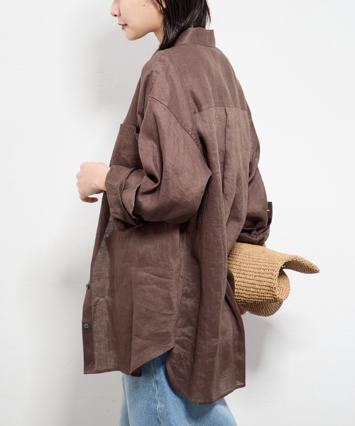 JOURNAL STANDARD（ジャーナルスタンダード）の「《追加2》ゼフィールリネン2WAYシャツ（シャツ/ブラウス・レディース・ブラウン系その他/ブラックミックス/イエロー・FREE）」の8枚目の写真
