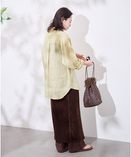 JOURNAL STANDARD（ジャーナルスタンダード）の「《追加2》ゼフィールリネン2WAYシャツ（シャツ/ブラウス・レディース・ブラウン系その他/ブラックミックス/イエロー・FREE）」の13枚目の写真