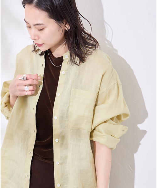 JOURNAL STANDARD（ジャーナルスタンダード）の「《追加2》ゼフィールリネン2WAYシャツ（シャツ/ブラウス・レディース・ブラウン系その他/ブラックミックス/イエロー・FREE）」の16枚目の写真