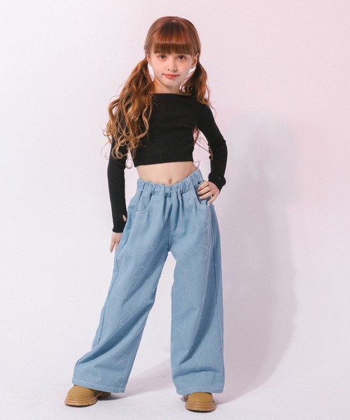 URBAN CHERRY（アーバンチェリー）の「ハートフリンジストレートデニムパンツ（デニムパンツ・キッズ・ブラック/ブルー/ライトブルー・140cm/130cm/120cm/150cm/110cm）」の11枚目の写真
