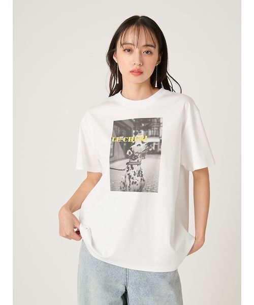 FRAY I.D(フレイアイディー)の「オーバーサイズフォトプリントTシャツ(Tシャツ/カットソー・レディース・イエロー/グリーン/ピンク・F)」の5枚目の写真