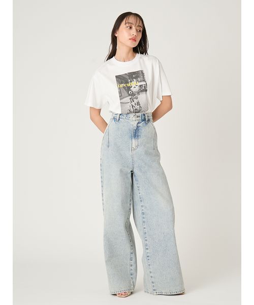 FRAY I.D(フレイアイディー)の「オーバーサイズフォトプリントTシャツ(Tシャツ/カットソー・レディース・イエロー/グリーン/ピンク・F)」の17枚目の写真