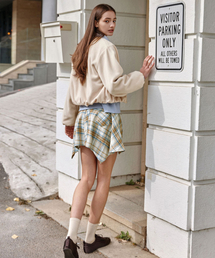 DEVIWEAR（デヴィウェア）の「女性ヨガウェア DEVI-B0081-イエロー タータンフレアヒップカバー（スカート）」