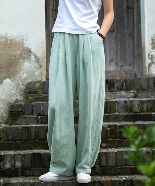 SallyLunn(サリーラン)の「浅染ライクパンツ(その他パンツ・レディース・グリーン/ベージュ/ブルー/ブラック・LARGE/MEDIUM)」の3枚目の写真