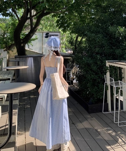 Ritzy(リッツィー)の「スカーフ付き ロング丈 チェック柄 ワンピース(ワンピース・レディース・ブルー・M/S/L)」の16枚目の写真