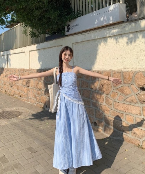 Ritzy(リッツィー)の「スカーフ付き ロング丈 チェック柄 ワンピース(ワンピース・レディース・ブルー・M/S/L)」の19枚目の写真