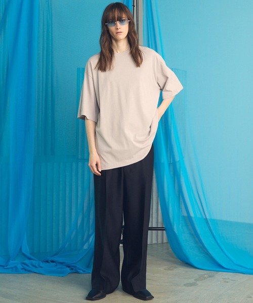 MAISON SPECIAL（メゾンスペシャル）の「《UNISEX》【EX】Prime-Over Cotton Jersey Short Sleeve T-shirt/プライムオーバー天竺ショートスリーブカットソー【MAISON SPECIAL/メゾンスペシャル】（Tシャツ/カットソー・メンズ・オフホワイト/チャコールグレー/ブラック/グレイッシュベージュ・0/1/2）」の8枚目の写真