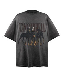オーバーサイズユーズド加工ドーベルマンプリントTシャツ
