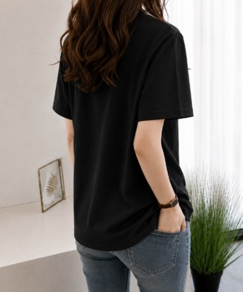 mielu(ミエル)の「半袖ベーシックTシャツ(Tシャツ/カットソー・レディース・ホワイト/ピンク/ブラック・LARGE/MEDIUM)」の10枚目の写真
