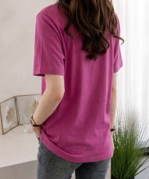 mielu(ミエル)の「半袖ベーシックTシャツ(Tシャツ/カットソー・レディース・ホワイト/ピンク/ブラック・LARGE/MEDIUM)」の13枚目の写真