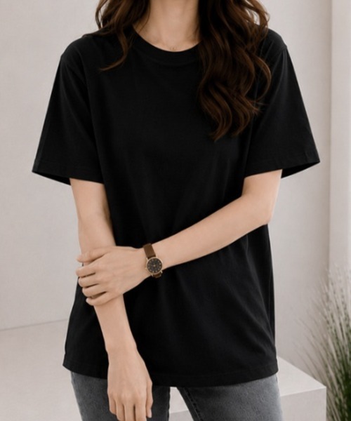 mielu(ミエル)の「半袖ベーシックTシャツ(Tシャツ/カットソー・レディース・ホワイト/ピンク/ブラック・LARGE/MEDIUM)」の12枚目の写真