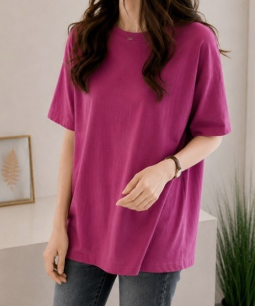 mielu(ミエル)の「半袖ベーシックTシャツ(Tシャツ/カットソー・レディース・ホワイト/ピンク/ブラック・LARGE/MEDIUM)」の17枚目の写真