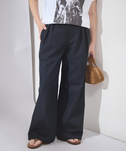 JOURNAL STANDARD（ジャーナルスタンダード）の「【osedit】2tuck buckle back CHINOS（チノパンツ・レディース・ネイビー/ベージュ・36/38/40）」の2枚目の写真