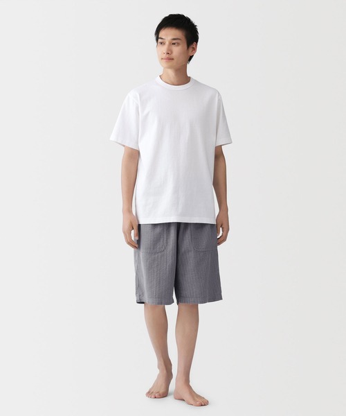 無印良品(ムジルシリョウヒン)の「紳士 透かし サッカー織り ショートパンツ(ルームウェア/パジャマ・メンズ・グレー系/ダークネイビー/カーキ系・S/M/L/XL)」の4枚目の写真
