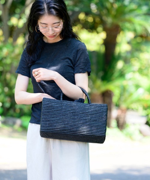 kuros'別注】 ラフィアカゴバッグ 浅型 Mサイズ（かごバッグ）｜kuros