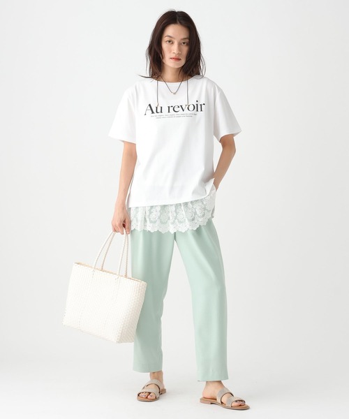 Elura（エルーラ）の「≪接触冷感・汗ジミ軽減≫サマ見えロゴTシャツ/666208（Tシャツ/カットソー・レディース・ホワイト/ダークブラウン/グレイッシュベージュ・FREE）」の20枚目の写真