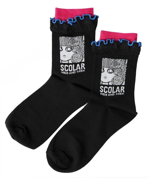 ScoLar(スカラー)の「88J18804:メロウフリルスカラー柄ソックス(ソックス/靴下・レディース・ブラック/グリーン・FREE)」の8枚目の写真