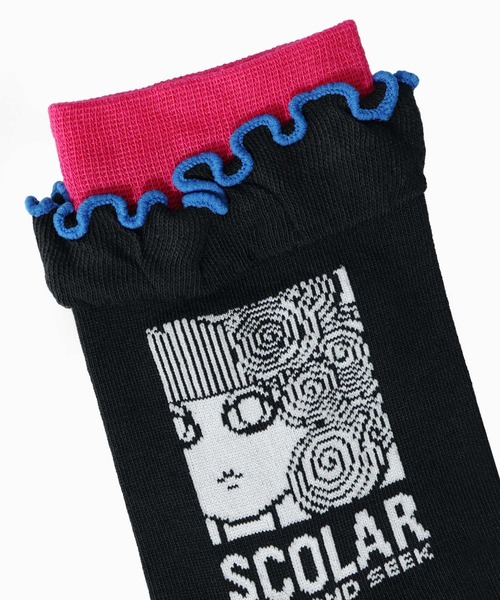 ScoLar(スカラー)の「88J18804:メロウフリルスカラー柄ソックス(ソックス/靴下・レディース・ブラック/グリーン・FREE)」の9枚目の写真