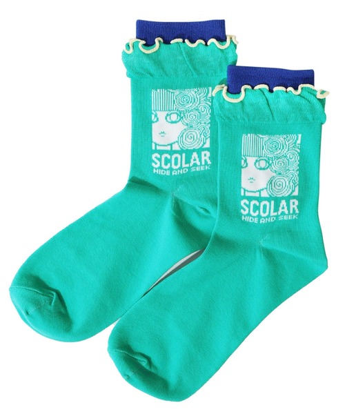 ScoLar(スカラー)の「88J18804:メロウフリルスカラー柄ソックス(ソックス/靴下・レディース・ブラック/グリーン・FREE)」の10枚目の写真