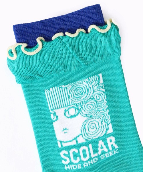 ScoLar(スカラー)の「88J18804:メロウフリルスカラー柄ソックス(ソックス/靴下・レディース・ブラック/グリーン・FREE)」の11枚目の写真