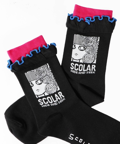 ScoLar(スカラー)の「88J18804:メロウフリルスカラー柄ソックス(ソックス/靴下・レディース・ブラック/グリーン・FREE)」の12枚目の写真